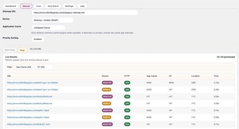 Warm Up Cache Plugin for WordPress